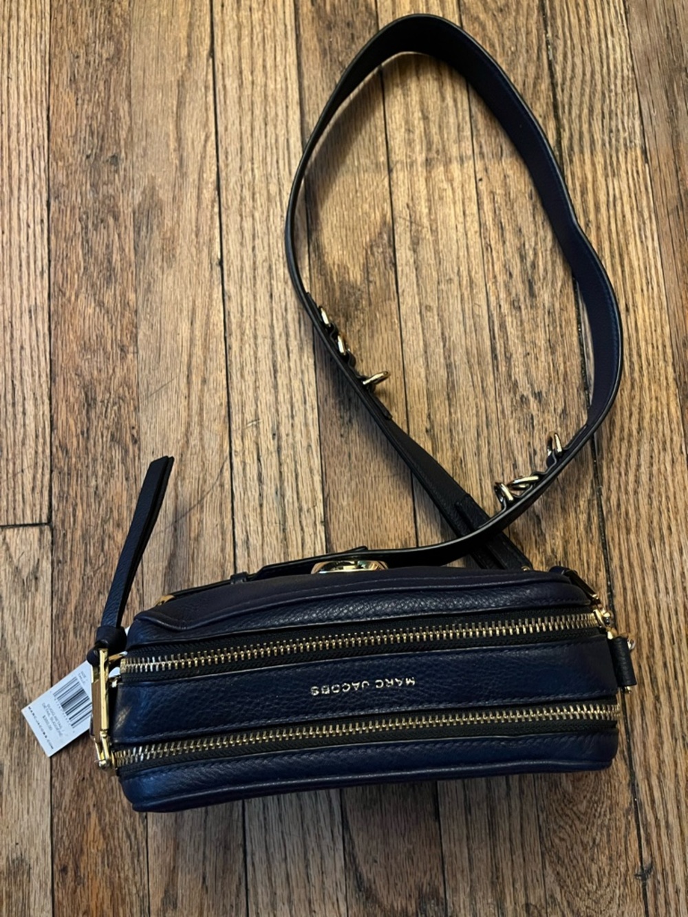 Marc Jacobs Navy Leather Double J Crossbody Bag with Gold Hardware - Picture 4 of 4